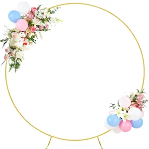 7.2FT Metal Round Backdrop Stand, Gold Circle Arch, Easy Assembly Round Balloon Arch Stand, Decoration Circle Garland Frame for Birthday Party, Wedding Ceremony