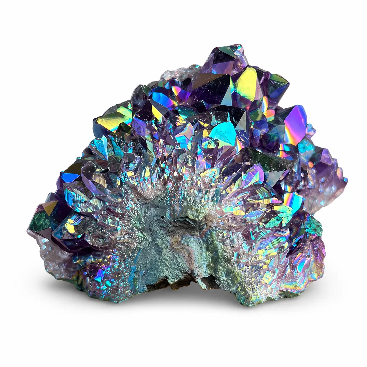 Titanium Rainbow Aura Amethyst Druzy Cluster – Platinum Coated Angel Aura Geode Specimen for Reiki, Meditation & Home Decor – Healing Crystal Gift Box & Info Card