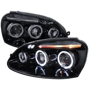 2006-2008 Volkswagen Golf Rabbit/ 2006-2010 Jetta Dual Halo Projector Headlights (Glossy Black Housing/Smoked Lens)