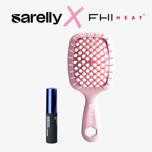 Sarelly x FHI Heat Mini Glam Duo - Mini Long Cow Lashes Waterproof Mascara & UNbrush Mini Detangling Hair Brush - Exclusive Holiday Bundle