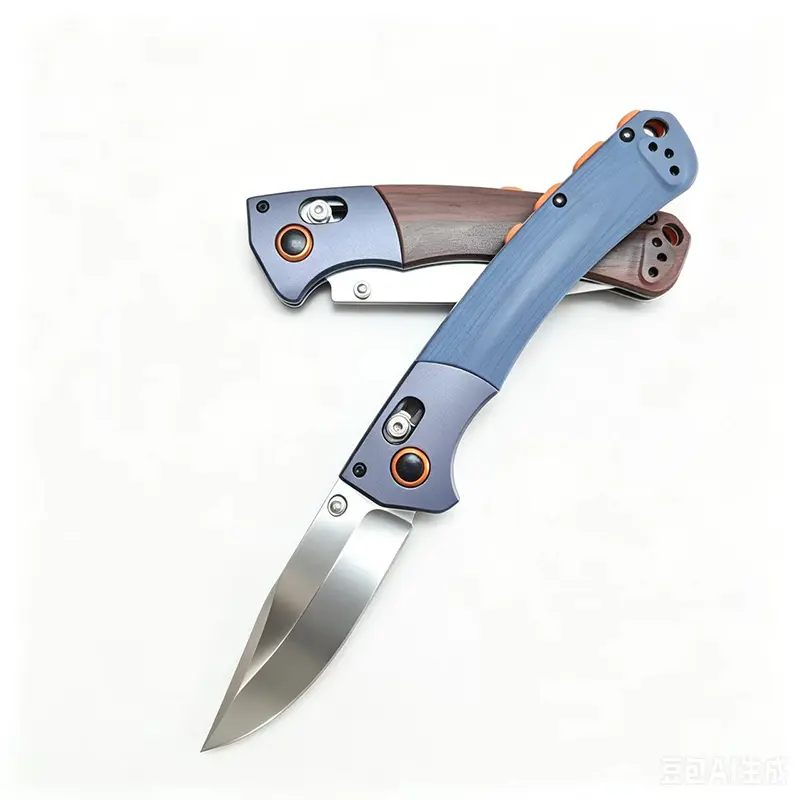 EDC Folding Pocket Knife - 3.7" Stainless Steel Blade, Dual Wood-G10 Handle, Axis Lock, 1-Hand Open, Lightweight Camping Survival Tool for Outdoor Tasks, 3.7" Blade, One-Hand Op.
