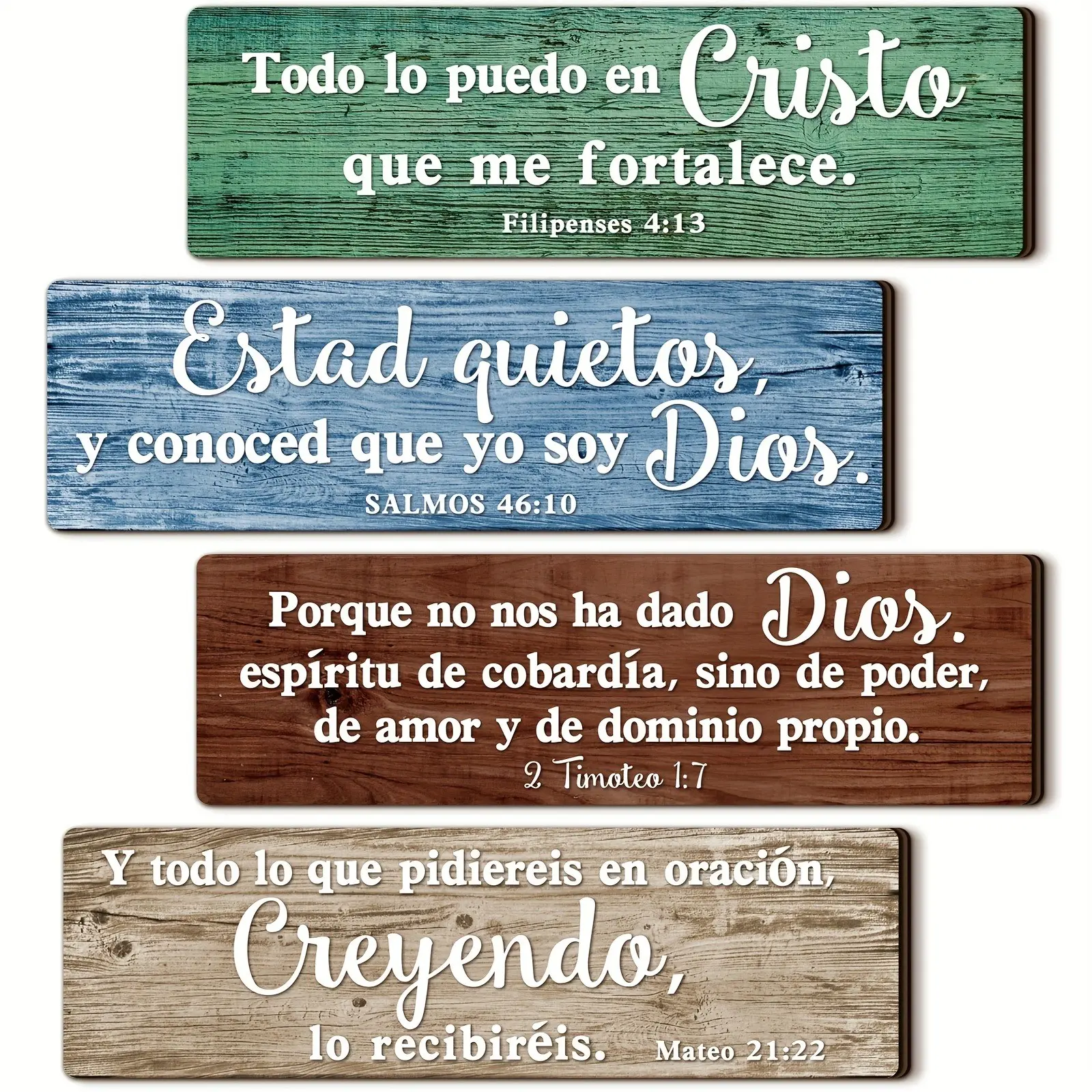 Spanish Bible Verse Wall Decor Set, Stylish Religious Decor, Dual Language English Suitable Christian Religious Plaques, Artificial Wood Hanging Signs for Home Church Spanish Class, Religious Decoration