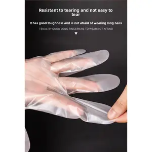 Disposable TPE Gloves Thickened Household Oil Resistant Slightly Elastic Cleaning Hand Smooth White 200 Pieces Pack Food Grade High Quality Non Toxic Chemical Resistant