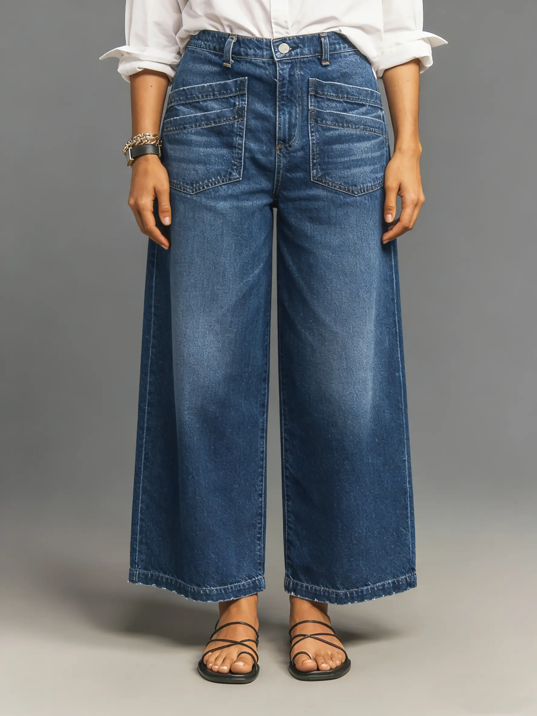 Women's Wide Leg Stretch Jeans - Soft Breathable Stretch Jeans High Waist Loose Fit Denim comfortable jeans for women