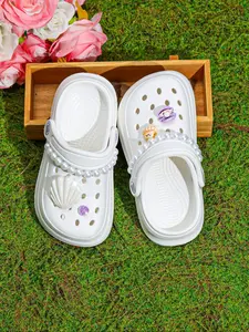 Fashion Beach Slippers with Shell and Crab Accents, Anti-Slip Sole, Lightweight Breathable, Summer Comfort, Pool Vacation Casual Wear, Home Slippers