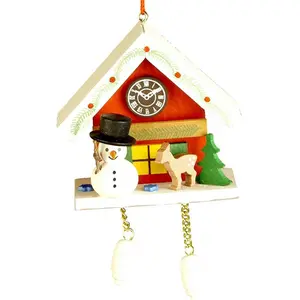 ULBR 10-0468 Christian Ulbricht Festive Decoration - Snowman with Red Cuckoo, Holiday Room Decor, Christmas Gift