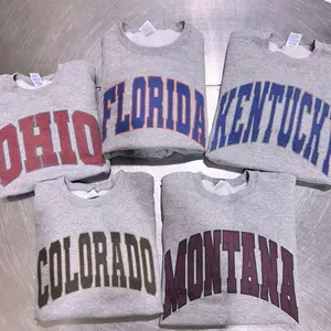 Varsity State Sweatshirt Vintage Baseball City Sweatshirt Baseball Team Pullover Varsity State Name Pullover New York Varsity Unisex Poly Cotton Varity Sweatshirt Casual College Graphic Pullover