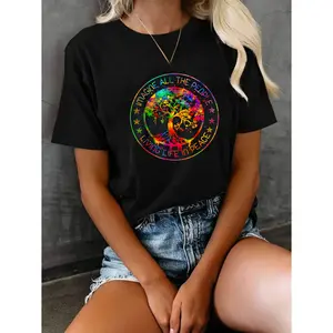 tie dye Cotton T-shirt with peace sign for all