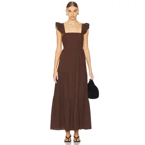 SNDYS x REVOLVE Peaches Linen Dress in Chocolate