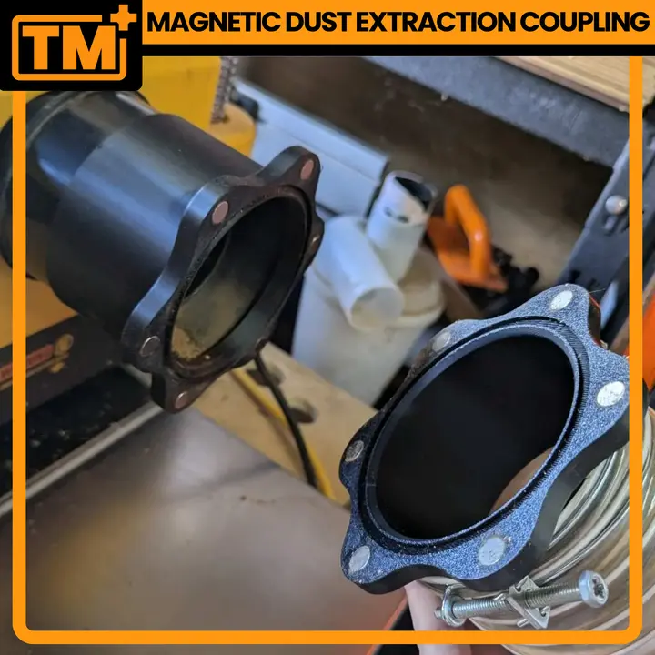 MAGNETIC DUST EXTRACTION HOSE COUPLER, 100mm Coupling Set with Quick Connect Fittings, ASA+Neodymium Construction for Shop Users