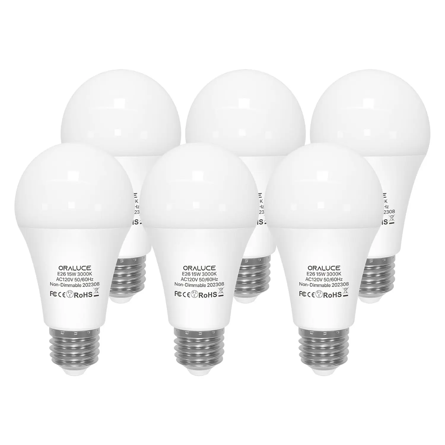 6-Pack E26 Medium Base Non-Dimmable LED Bulbs, 15W (120W Equivalent), 1600 Lumens, UL Listed, High Brightness, Eye-Friendly, Energy Efficient, Effortless Installation, Enhanced Color Accuracy, Prolonged Lifespan, for Indoor Use
