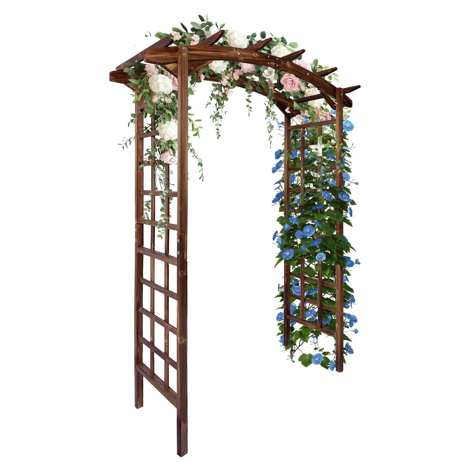 GARVEE 85 in Wooden Garden Arbor,Solid Fir Wood Trellis with Arched Top for Plant Climbing,Wedding Ceremony Decoration Pergola for Garden Backyard,Lawn,Carbonized Wood