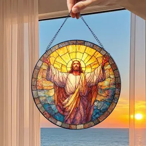 Jesus Christ Stained Glass Suncatcher –Christian Faith Gift Window Hanging, Colorful Light Catcher, Religious Home Décor, Catholic Gift