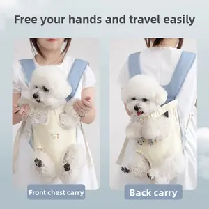 Portable double-shoulder pet backpack for dogs and cats, pet carrier chest bag