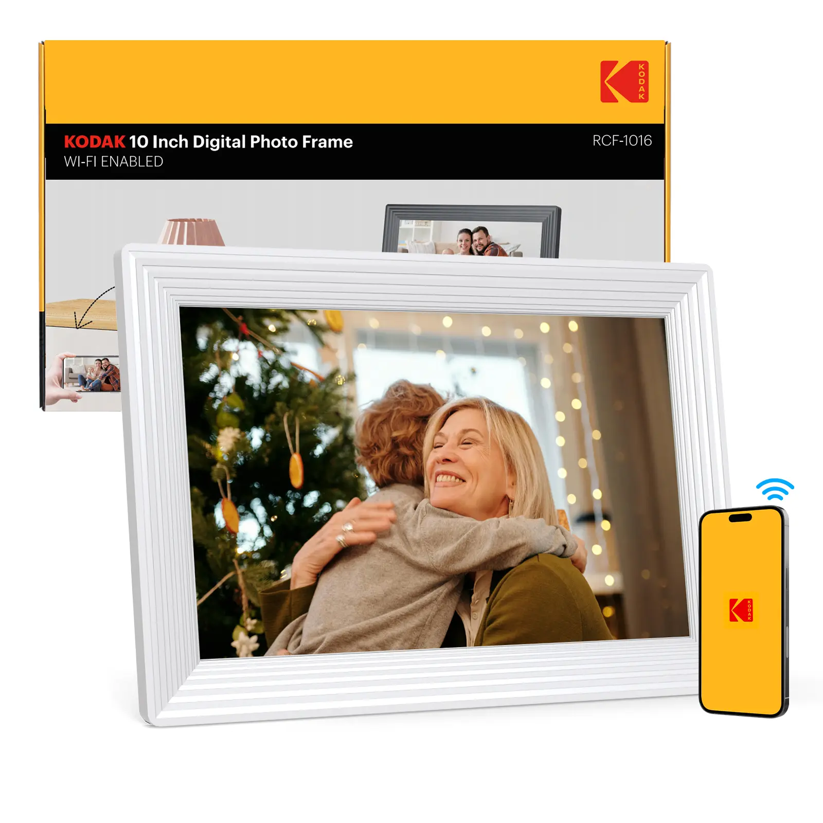 【Mother's Day Gift】KODAK 10.1-inch IPS HD WiFi Digital Photo Frame 1280*800 32GB Storage Wall-mountable Auto-rotate Easy Sharing Century-old Brand Perfect Christmas Gift Decor summerwins