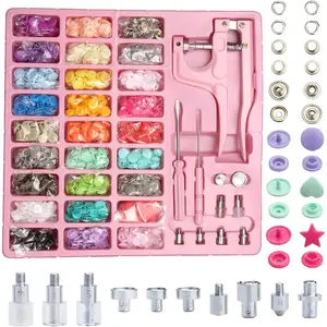 Plastic and Metal Snap Buttons with Snaps Pliers Set,300 Sets Plastic and Metal Snap Buttons for Sewing and Crafting (Pink)Gift