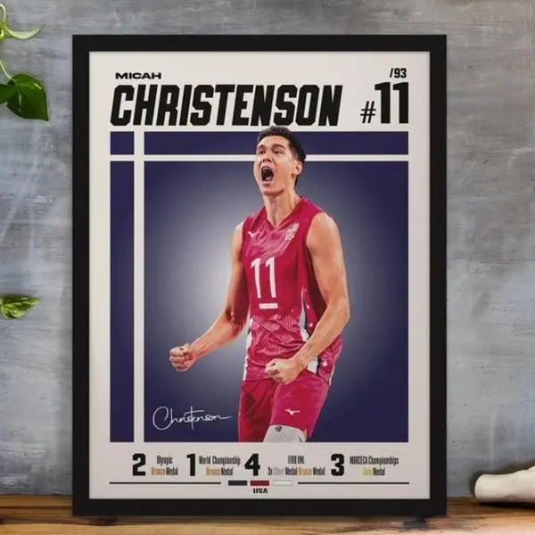 Volleyball USA Star Micah Christenson, Volleyball retro poster, Sport Poster, USA Volleyball, Art print, volleyball, wall art, National Team Poster (PRODUCT DOES NOT INCLUDE FRAME)
