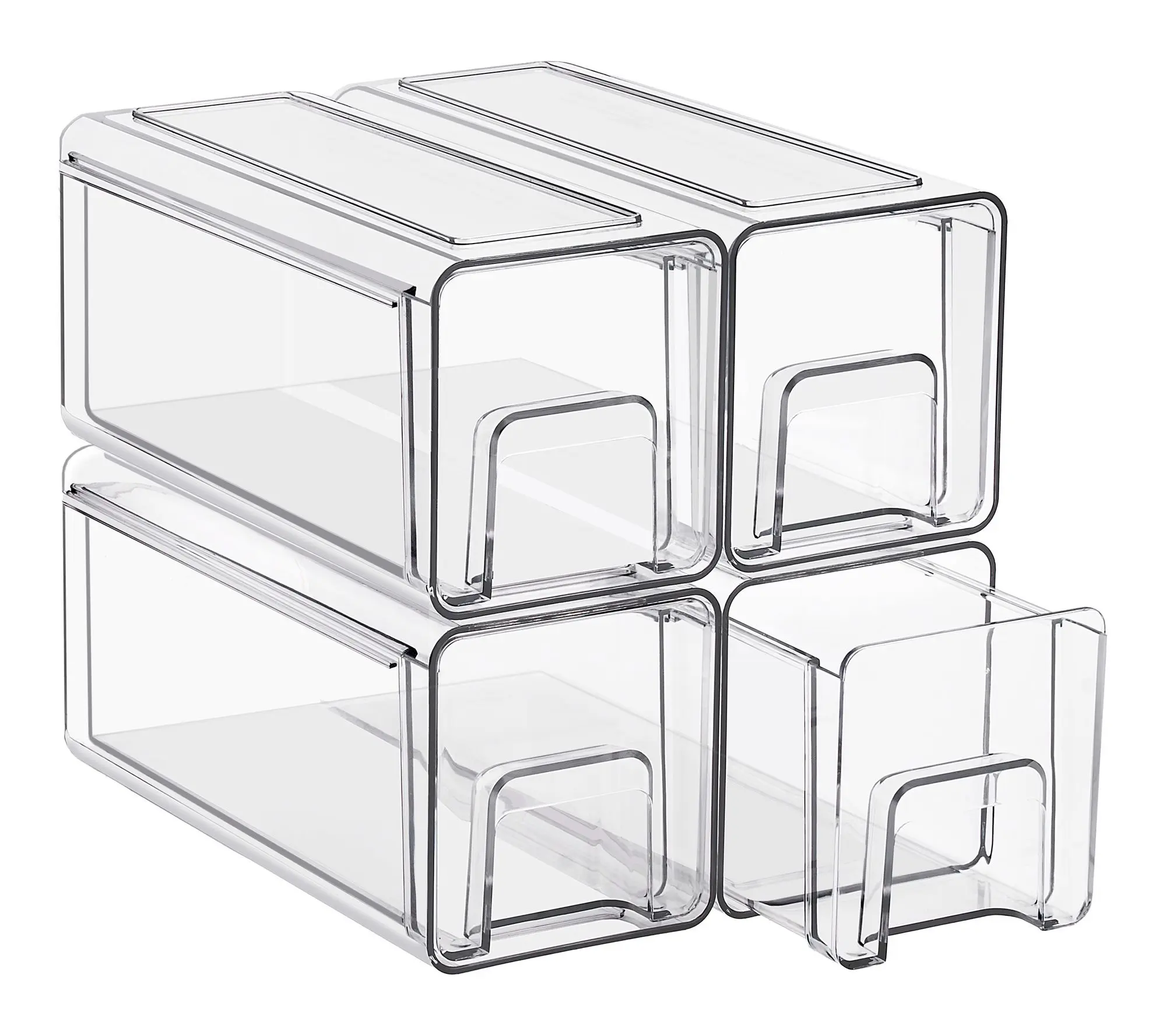 Sorbus Clear Stackable Storage Drawers with Handle - Set od 4