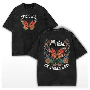 F*ck ICE Tee No One Is Illegal On Stolen Land Retro Anti Maga Pro Immigration Tee Social Justice Human Rights Activist Gift Made In USA For Women For Men [Block Core Threads 180G/230G 100% cotton short-sleeve/hoodie, soft and comfortable]