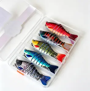 FishingLures 5/10 Pieces Set Multi Jointed Swim Crank Lures 3.9in Bionic Hard Bait for Fresh& Saltwater Slow Sinking Lifelike Swimbait Outdoor Equipment for Beginners Rotary Tool Fishing Lure Set fhis ing Multi Segment Hard Body Swimbait hard metal