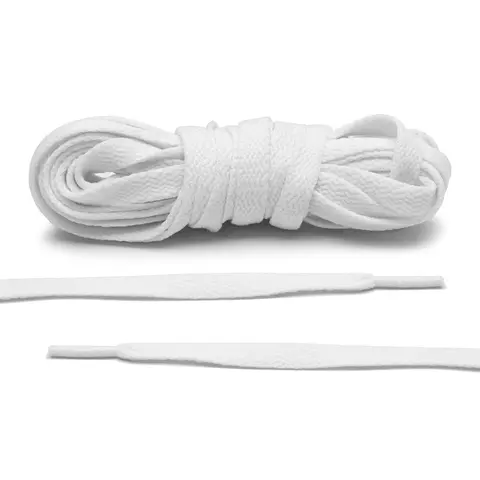 Lace Lab White Flat Weave Replacement Shoelaces - Soft Sports Shoe Accessories, All-Seasons Fit, Compatible with Sneakers, AJ1, AF1, Athletic Footwear, Shoelace