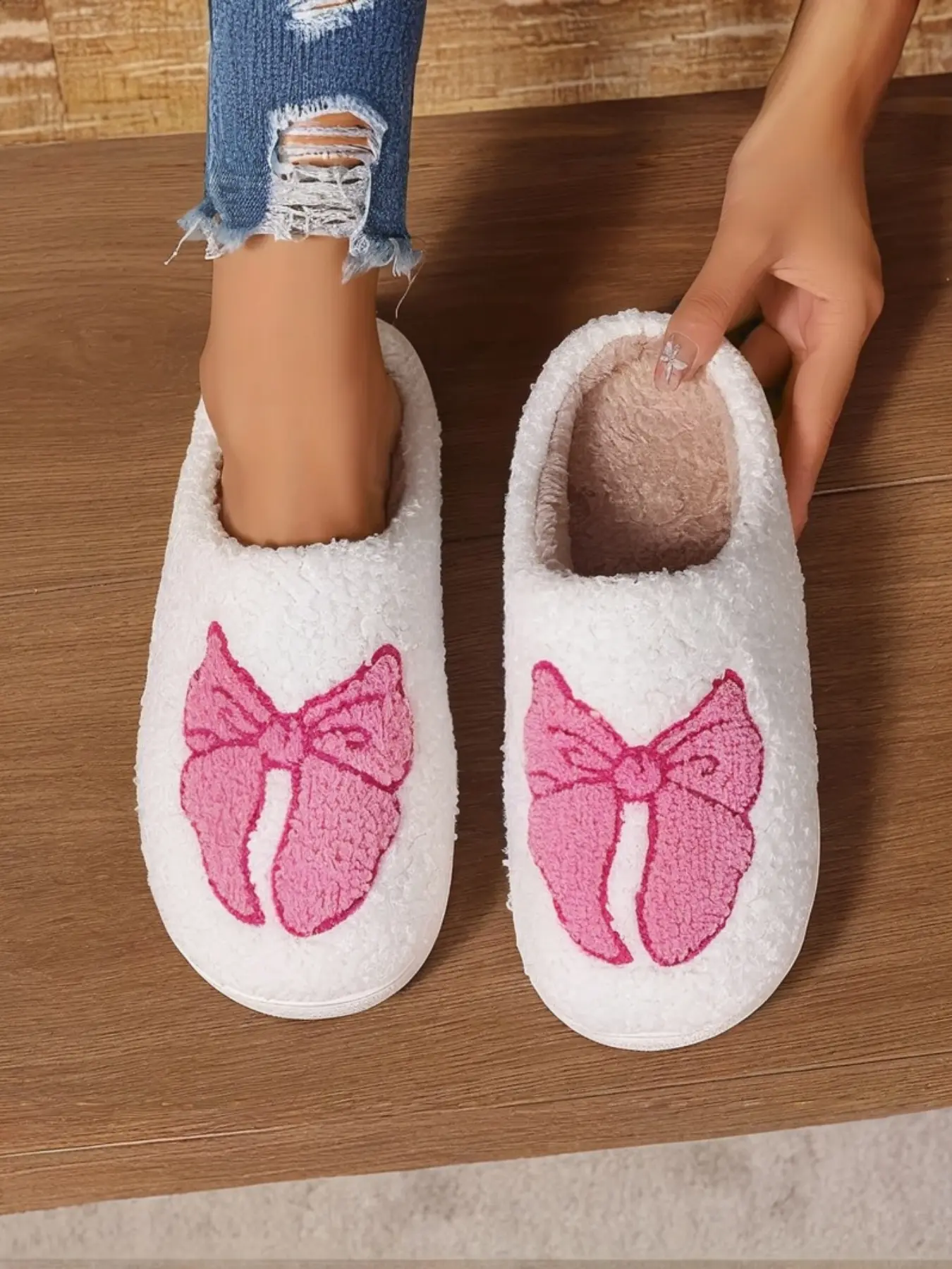 Women's Fall Winter Warm Slippers, Indoor Home Slippers, Cartoon Print Embroidery, Textile Upper Eva Sole, Medium Width, Casual Indoor Footwear, House Slippers