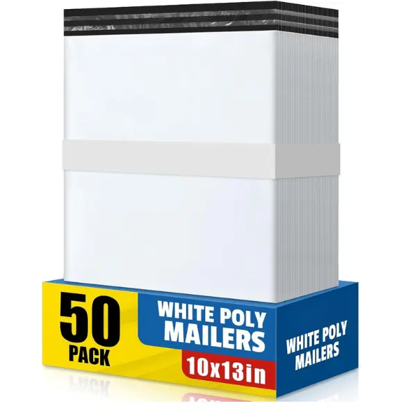 Fall Halloween Gift Poly Mailers 10x13 Inch 50 Pcs, Large Shipping Bags for Clothing, Waterproof Strong Adhensive Mailing Bags for Small Business, Tear-resistant Mailers Poly Bags Mailing Envelopes White