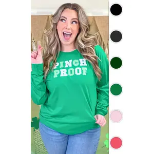 Pinch Proof St Patricks Day Sequin Graphic Long Sleeve Shirt