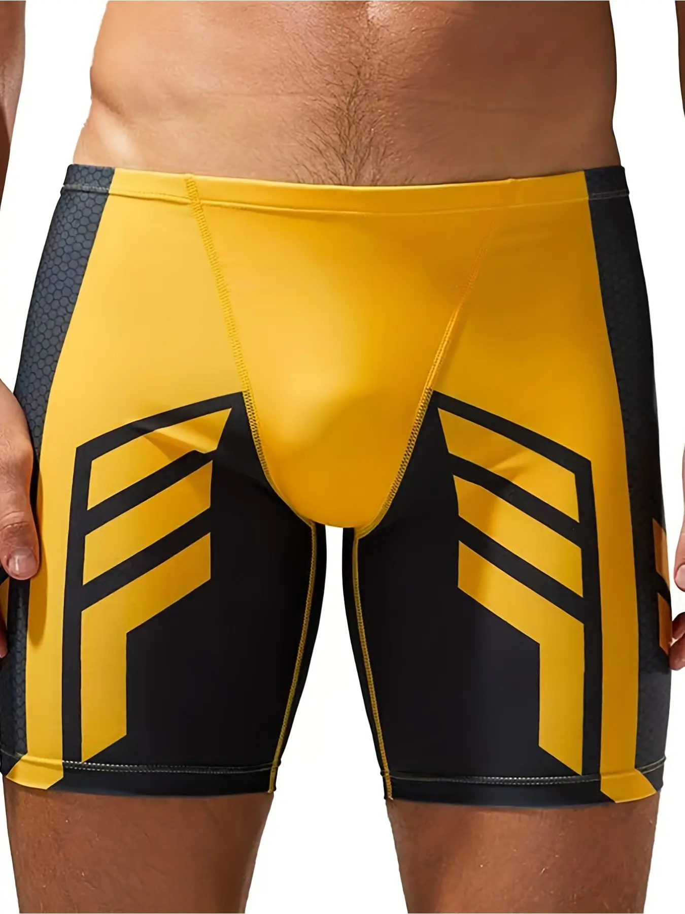 Men'S Fitted Swim Trunks, Colorblock Swim Trunks, Swim Shorts, Perfect For Summer Pools And Beaches, Quick-Drying, Color-Blocked Five-Pocket, Knee-Length Tight-Fitting Lightweight And Comfortable With Reduced Resistance