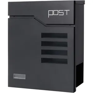Large Mailbox Wall Mount with Lock,  Modern Mailboxes for Outside, Black, 14.4" x 13" x 4.2"