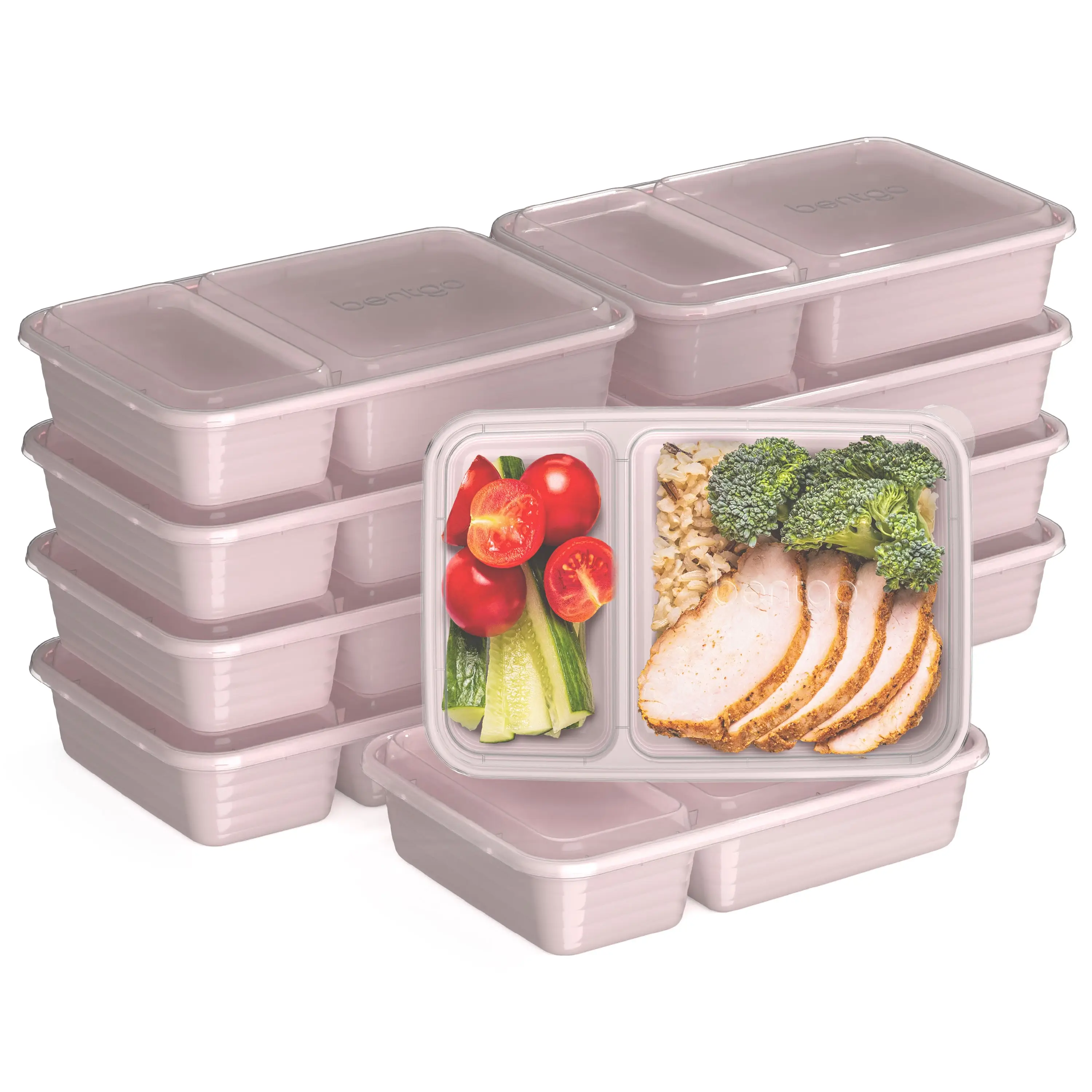 Bentgo Prep 2-Compartment Meal Prep Set - Meal Containers with Lids, Reusable Lunch Boxes