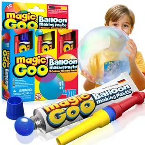 Magic Goo - Plastic Bubble Balloons Variety Pack Of 3 Colors Blow Up With Straw Clear Bubbles For Party Favors Large