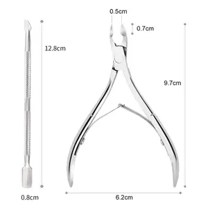 Professional Cuticle Nipper 2Pcs Set Stainless Steel Double Head Dead Skin Scissors Manicure Pedicure Tools for Nail Care