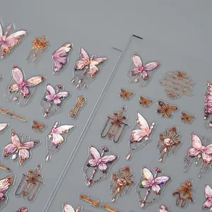 Glittery Butterfly Nail Stickers Self Adhesive