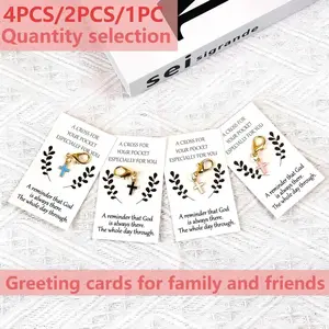 4PCS/2PCS/1PC cross greeting cards, prayer cross with emotional encouragement cards, Positive Message Card, party gifts, birthday gifts, suitable for home and office decoration, party gifts, creative decorations, gifts from friends and family.