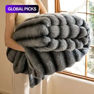 Deep Faux Rabbit Fur Blanket, Ultra Soft Skin-Friendly, Fluffy Blanket, King/queen Size, Ideal for Sofa, Living Room, Bed, Travel #GLOBAL PICKS