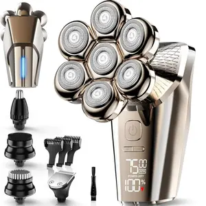 5-in-1 Electric Head Shaver, Waterproof Wet/Dry Grooming Shaver & Accessories, Cordless Rechargeable Bald Head Razor for Home & Travel, Multifunctional Epilator