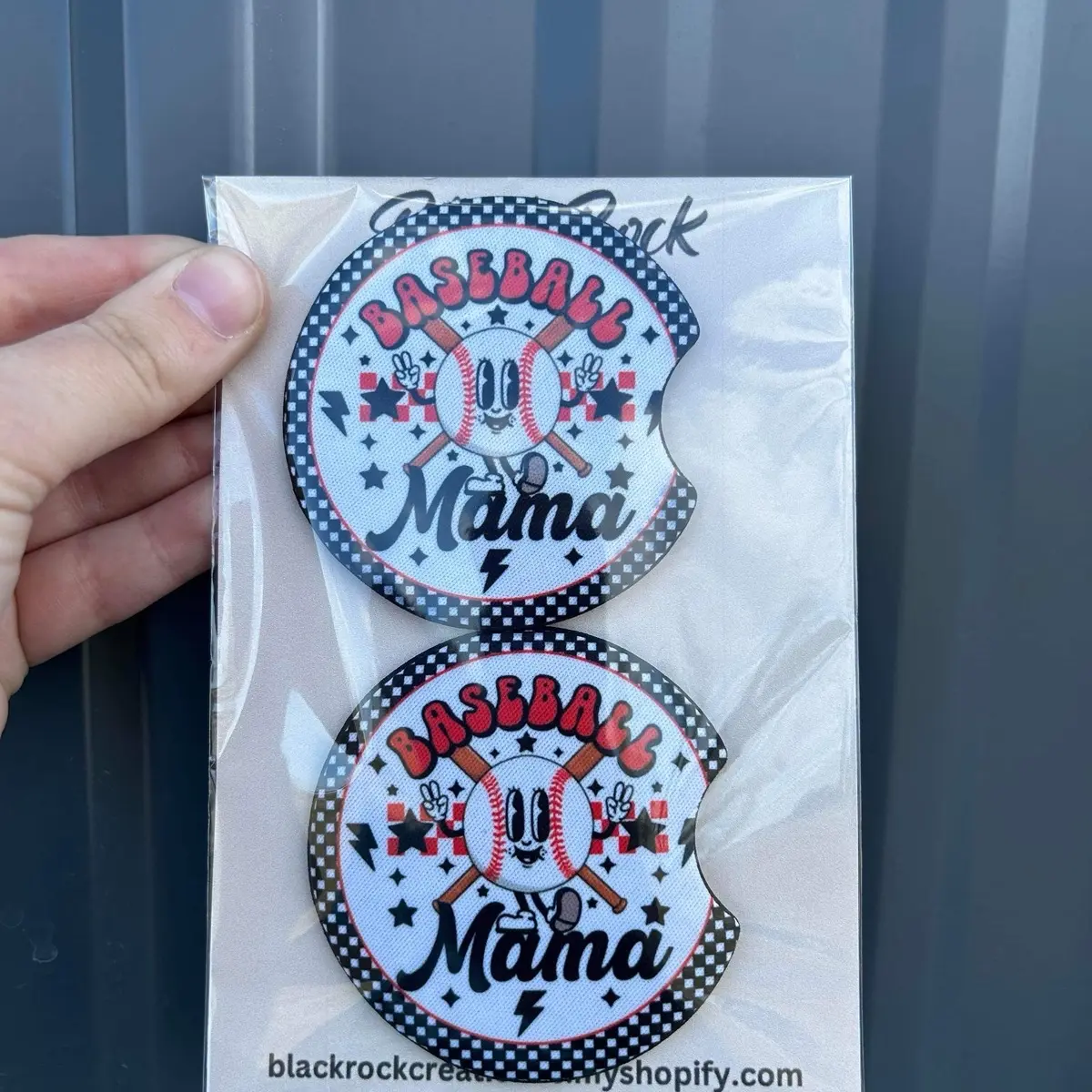 Baseball mama car coasters set of 2 Baseball mama car coasters set of 2