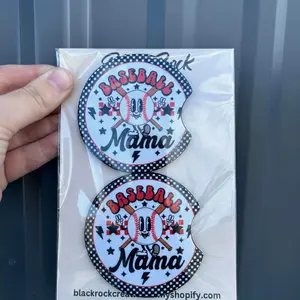 Baseball mama car coasters set of 2