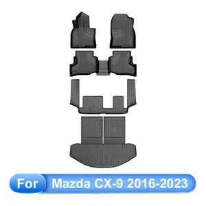 【fathersdaygift】AOMSAZTO Custom Fit All-Weather Car Mats & Auto Accessories Bundle - Full Set Floor Liners, Cargo Liner, Back Mat for Mazda CX-9/CX9 7-Seat Sport Version (2016-2023, Excludes 6-Seat Models), Car Accessories, Accessories For Car