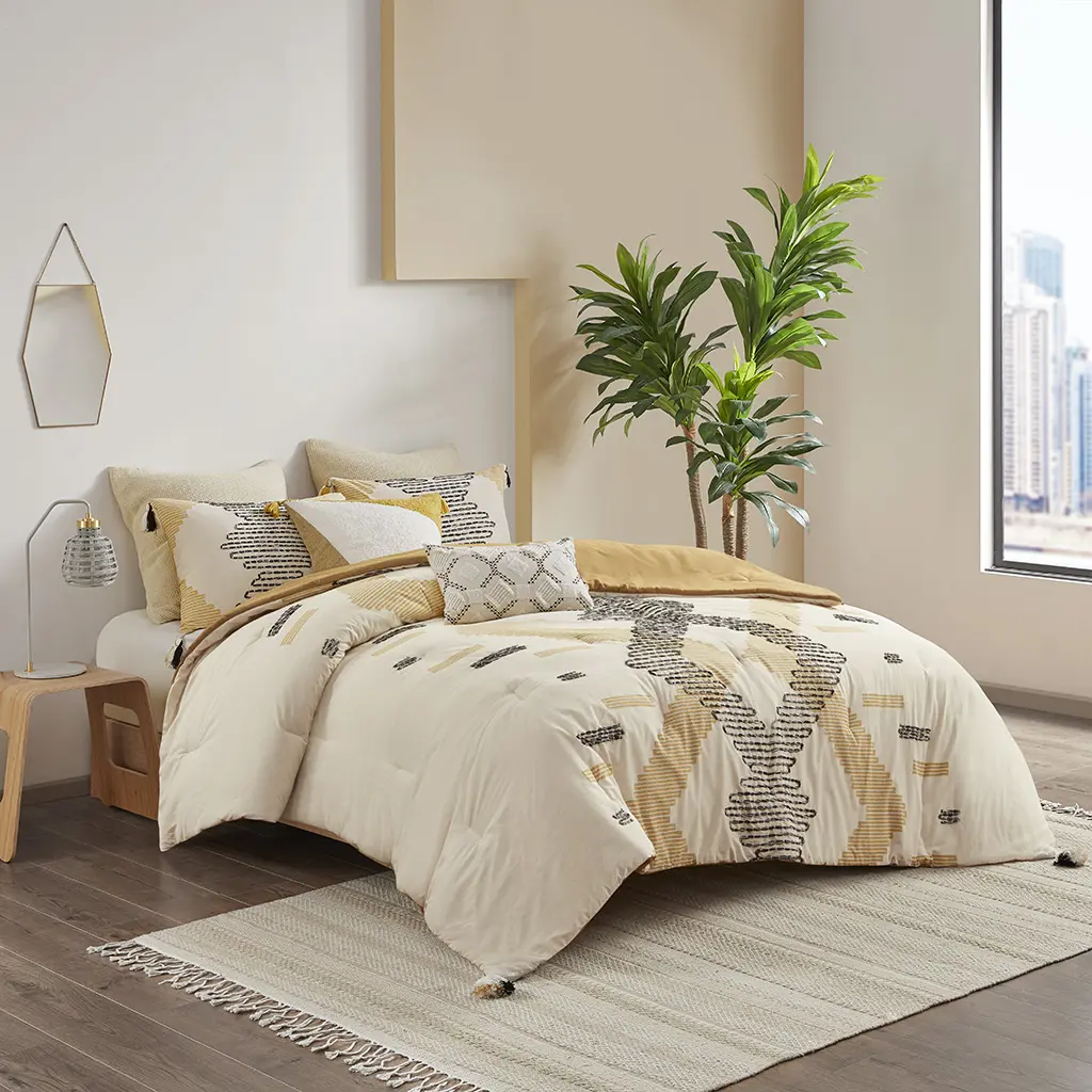 100% Cotton 3-Piece Bedding Set - Geometric Shabby Chic Style, Soft Comforter with Cotton Material for Bedroom Linens, 3-Piece Bedding Sets Collections, Bed Cover Set, Abstract Print Bedding Sets Collections