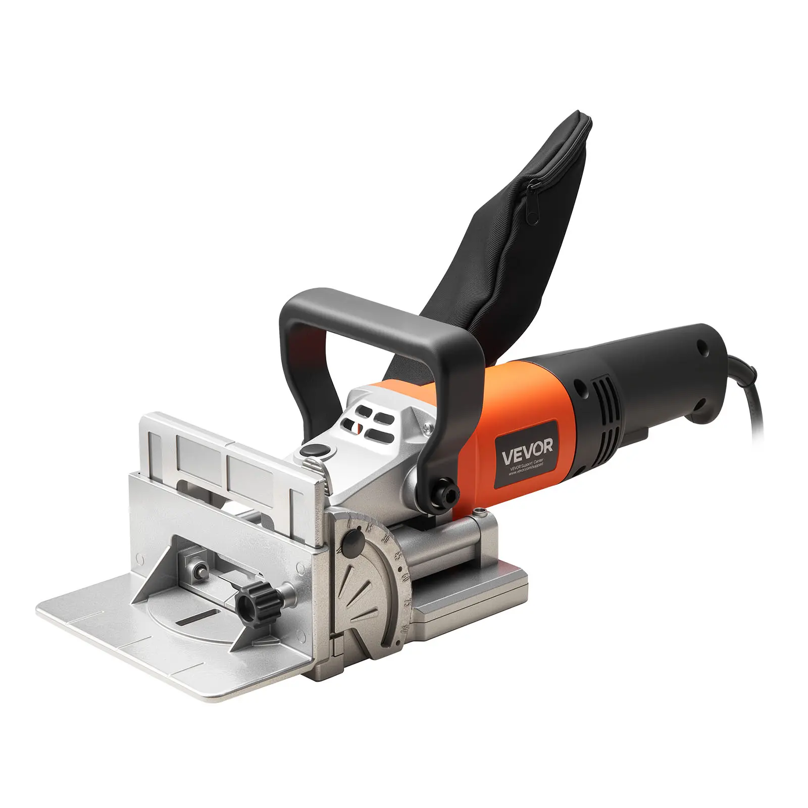 VEVOR Heavy Duty Biscuit Plate Joiner Power Tool Kit, 5.9A 760W 11,600 RPM Motor, Grade 50 Steel Body, 0–90° & 45° Notch Cuts, Carbide Tip Blade, Wood Biscuits, Dust Bag, Adjustable Angle & Depth, Cleaner Workspace, Great for Cabinets & Desktops, Cutting,
