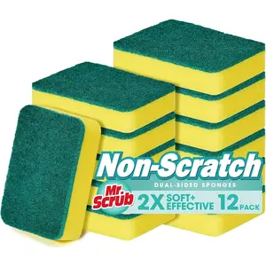 Sponges Kitchen  Dish Sponge Scouring Pad, 12 Pack Cleaning Brush ber Supplies for Soap, Dishwashing Dinnerware Sets Pan Pot Towels Cloth Rags Holder Glass Dishwasher Sink Bathroom