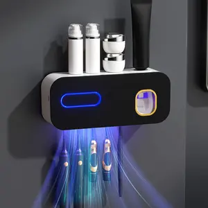 Toothbrush Holder Set,1 Set Wall Mounted ToothbrushHolder with Gargle Cup & Toothpaste Dispenser.Bathroom Organizer for Toothpaste & Brushes,Toothbrush Protector, Home Supplies, ToothbrushStorage