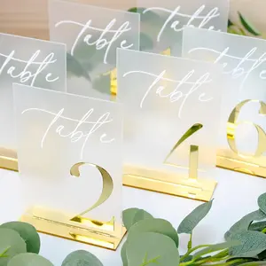 Acrylic Wedding Table Number Signs 1-20, 5x7 Inch Frosted Acrylic, 3D Numbers, Includes Stand, Ideal for Weddings, Anniversaries, Events