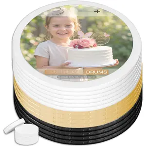 Cake Drums 8 Inch in White,  & Black Color (14 Pack) | 1/2" Thick CakeBoard Circle Rounds + Free Prop Up Tools | Fully Greaseproof, Sturdy for Heavy/Tiered Cakes