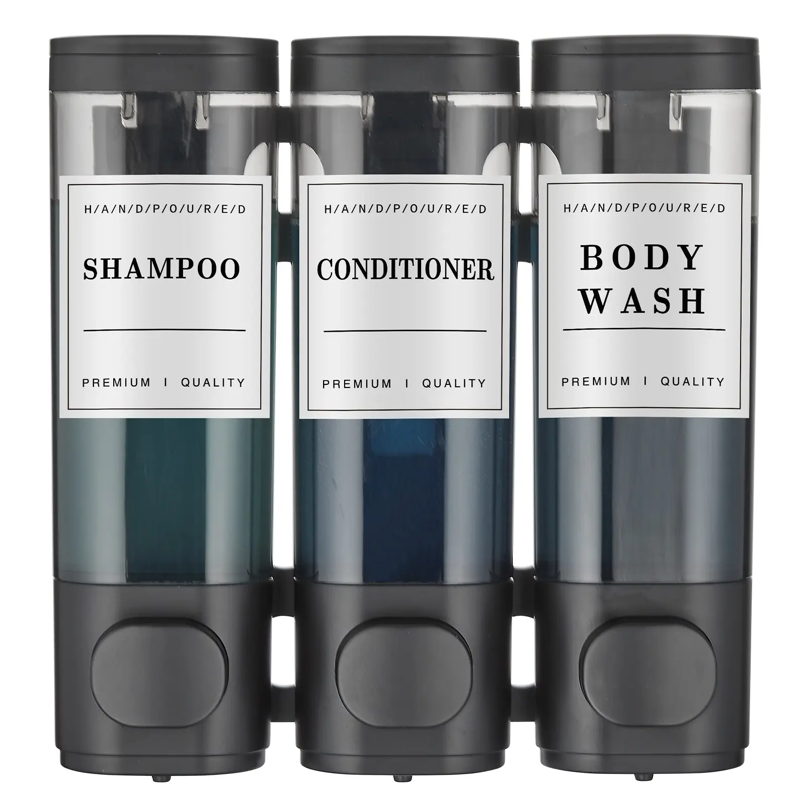 Shampoo and Conditioner Dispenser,Shower Soap Dispenser 3 Chamber No Drill Wall-Mounted Shampoo Dispenser for Shower Wall Mounted Shower Dispenser for Bathroom Hotel Large Capacity,Black