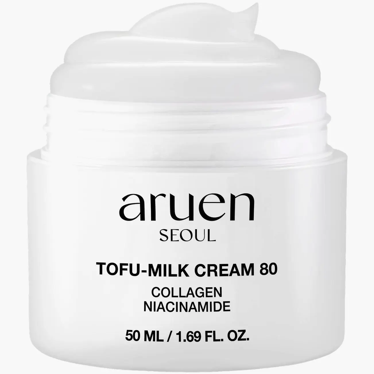 aruen Fermented Tofu Collagen Jelly Cream - 80% Fermented Soy Milk + Bean Essence + Niacinamide - Korean Glass Skin Tightening, Daily Facial Moisturizer (1.69 fl.oz | 50ml)