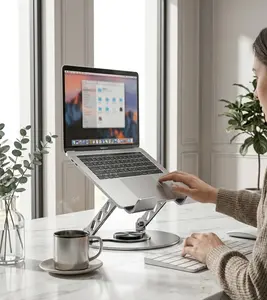 360° Rotating Laptop Stand - Adjustable Ergonomic Aluminum Laptop Riser with Cooling Vent, Foldable Computer Holder for 10-17.3" Laptops, Perfect for Home, Office & Gaming Use
