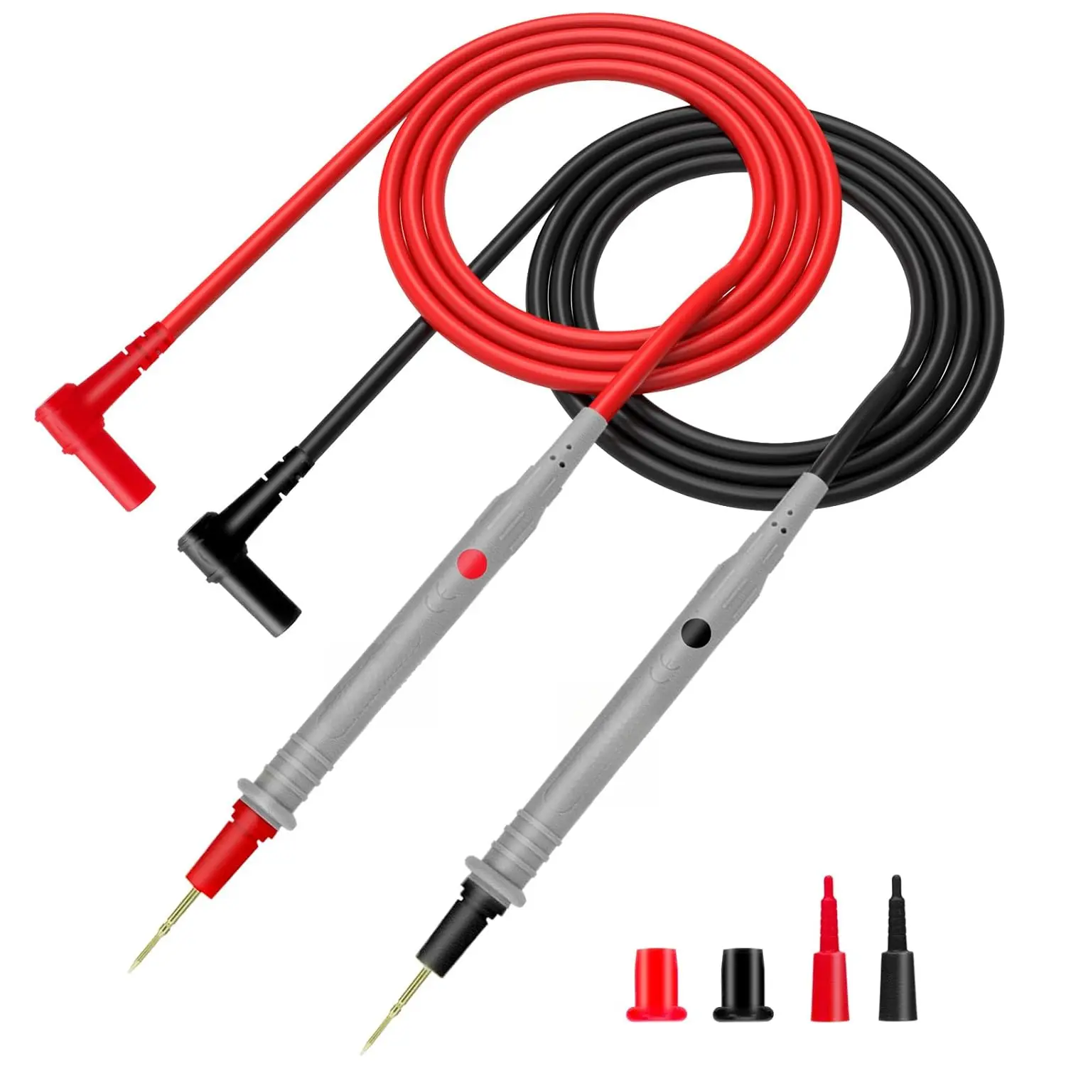 Silicone Multimeter Test Leads with Gold-Plated Probes, 48 inch Long, CAT III 1000V CAT IV 600V 20A, Compatible with Volt Clamp Meter Electrical Testing Tools, 2PCS
